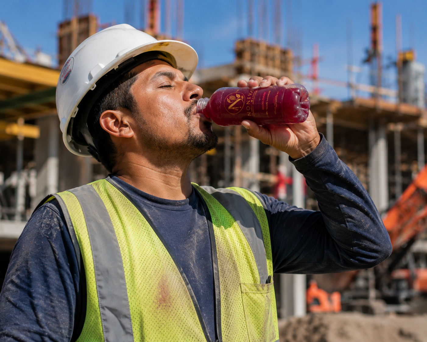 Construction worker drinking NONIVA
